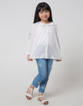 Little M Long Sleeve Blouse Dobby Round Collar Embroidery