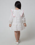 Little M Long Sleeve Midi Dress Kotak Ruffle Pompom