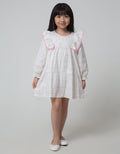 Little M Long Sleeve Midi Dress Kotak Ruffle Pompom