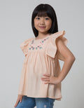 Little M Short Sleeve Blouse Miniribs Ruffle Bordir