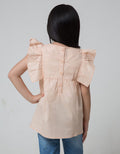 Little M Short Sleeve Blouse Miniribs Ruffle Bordir