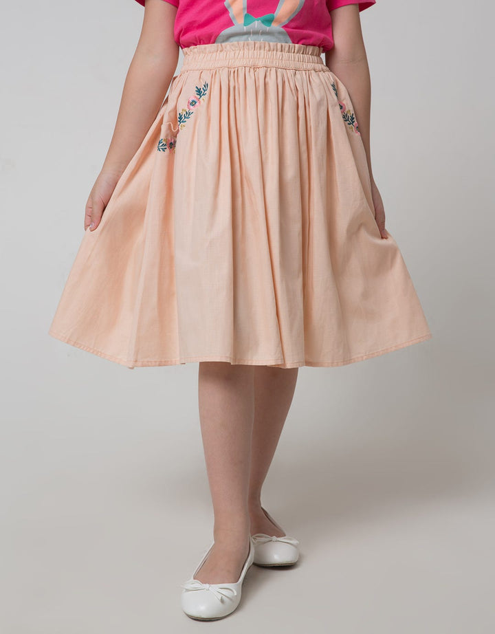Little M Mini Skirt Miniribs Embroidered Pockets
