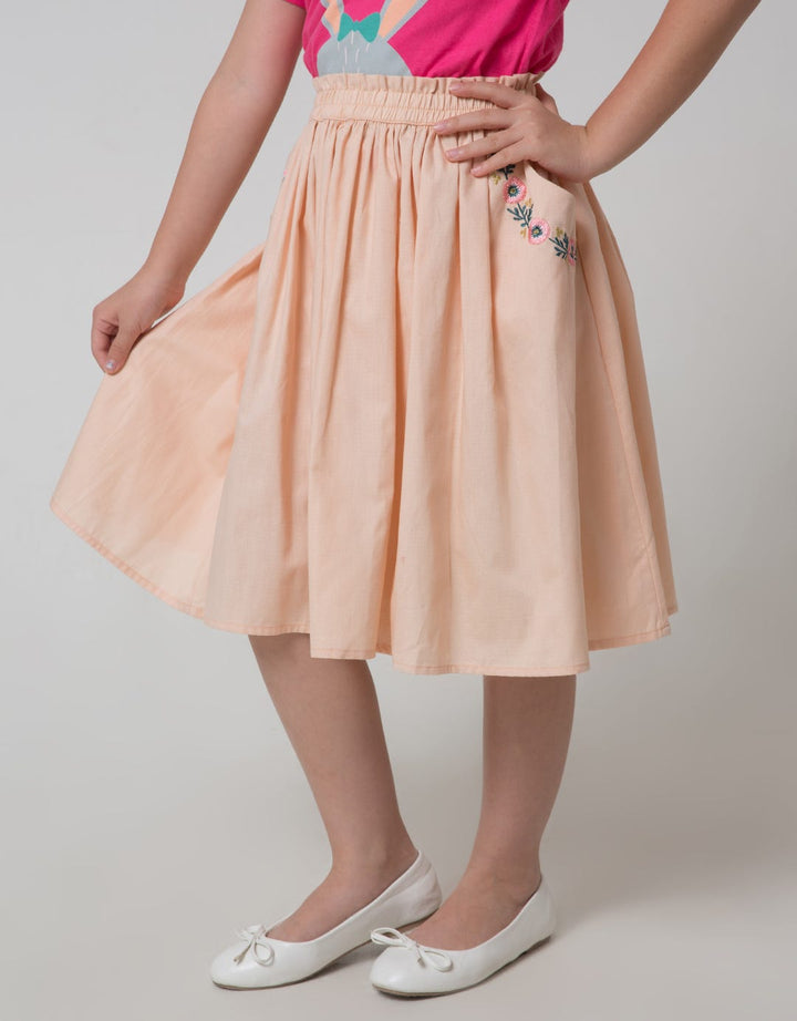 Little M Mini Skirt Miniribs Embroidered Pockets