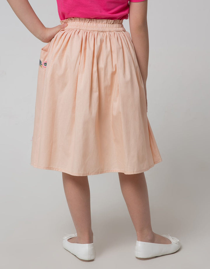 Little M Mini Skirt Miniribs Embroidered Pockets