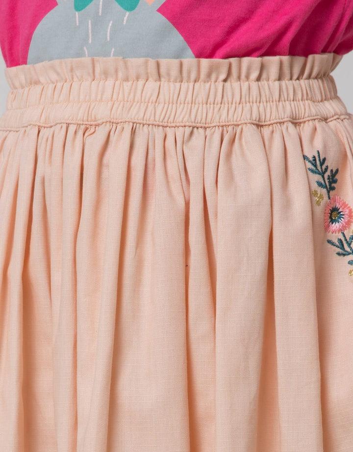 Little M Mini Skirt Miniribs Embroidered Pockets