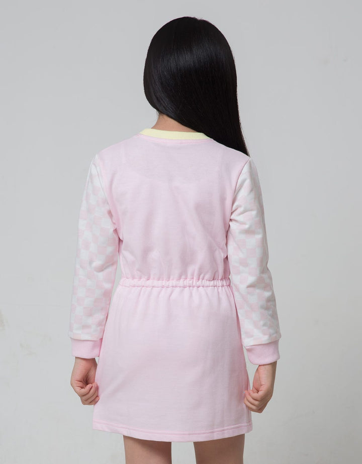 Little M Checkered Sleeve Dress for Girls