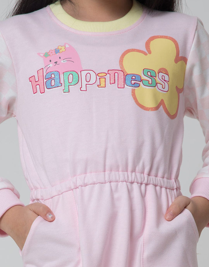 Little M Checkered Sleeve Dress for Girls