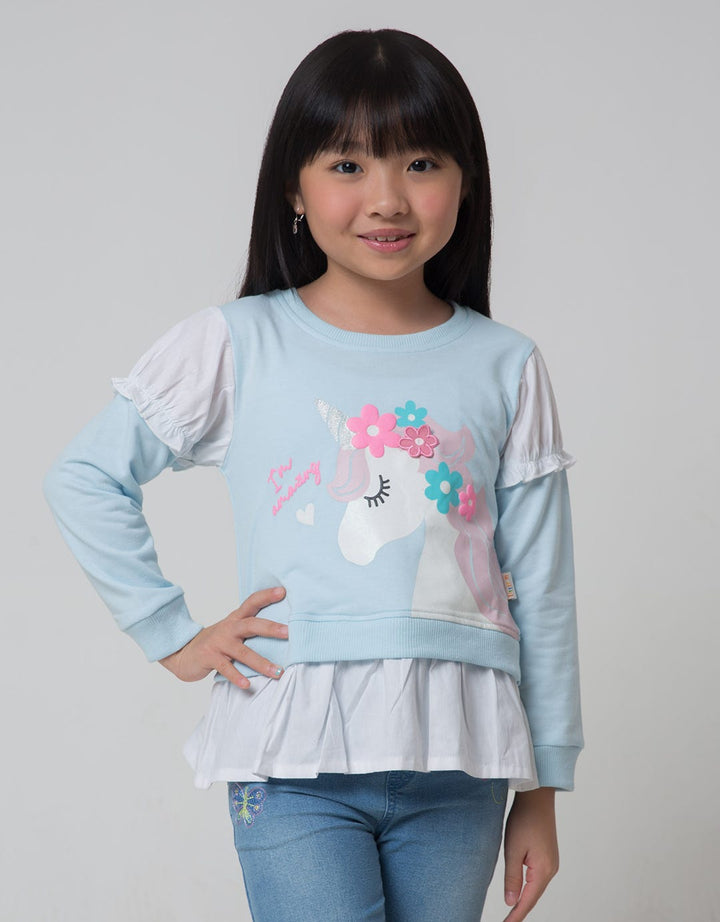Little M Unicorn Ruffle Sweater Anak Perempuan