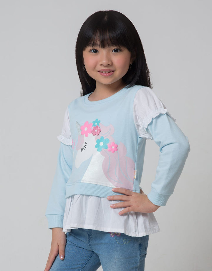 Little M Unicorn Ruffle Sweater Anak Perempuan