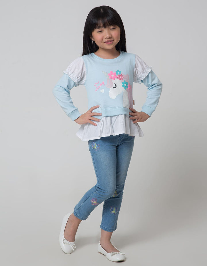 Little M Unicorn Ruffle Sweater Anak Perempuan