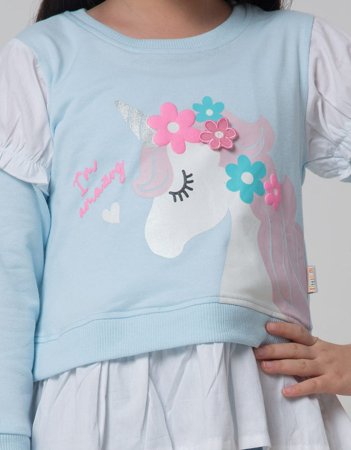 Little M Unicorn Ruffle Sweater Anak Perempuan