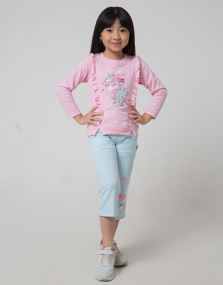 Little M Wide Leg Unicorn Girls Pants