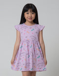Little M Midi Dress Daily Ruffle Sleeves Full Print Cat Meow