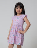 Little M Midi Dress Daily Ruffle Sleeves Full Print Cat Meow