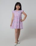 Little M Midi Dress Daily Ruffle Sleeves Full Print Cat Meow