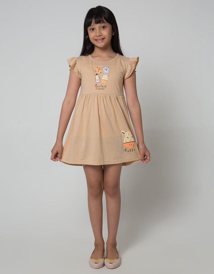 Little M Short Sleeve Midi Dress Daily Ruffle Sleeves Jungle