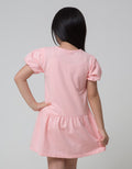 Little M Short Sleeve Midi Dress Ballon Sleeves Embro Flamingo