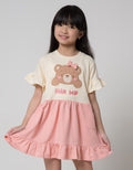 Little M Short Sleeve Midi Dress 2Tone Aplikasi Bear