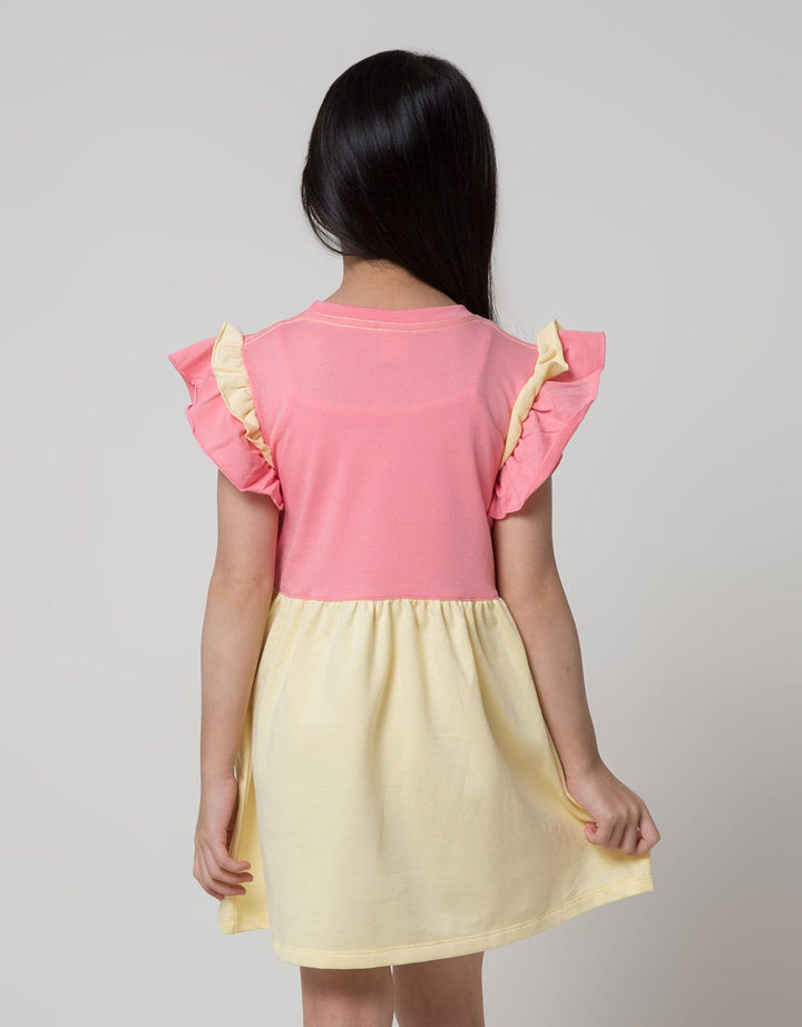 Little M Short Sleeve Midi Dress 2Tone Paint Application