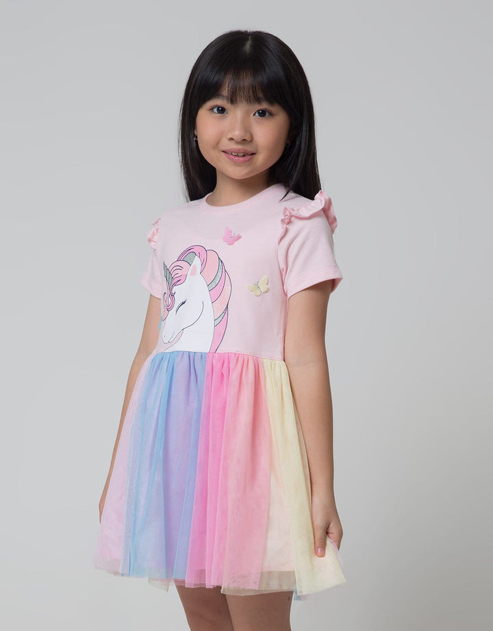 Little M Ruffle Unicorn Dress Anak Perempuan