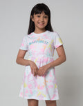 Little M Short Sleeve Midi Dress Full Print Tie Dye Happiness