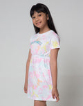 Little M Short Sleeve Midi Dress Full Print Tie Dye Happiness