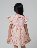 Little M Short Sleeve Midi Dress Lengan Ruffle Print Flower