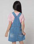 Little M Short Sleeve Midi Dress Overall Bordir Kucing Love