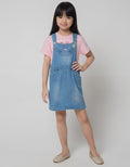 Little M Short Sleeve Midi Dress Overall Bordir Kucing Love