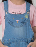 Little M Short Sleeve Midi Dress Overall Bordir Kucing Love