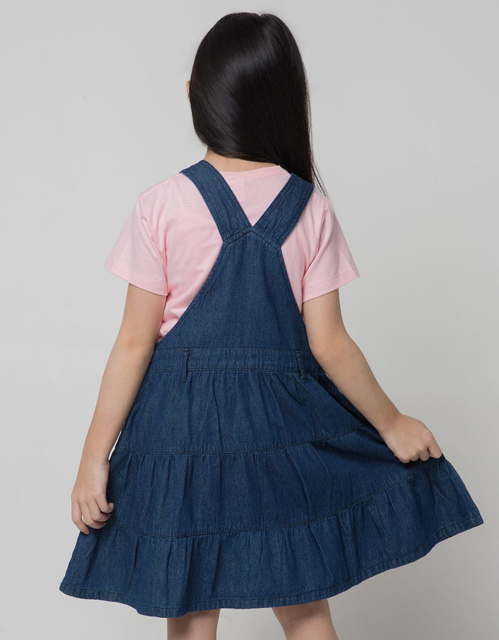 Little M Short Sleeve Midi Dress Overall Bordir Hati