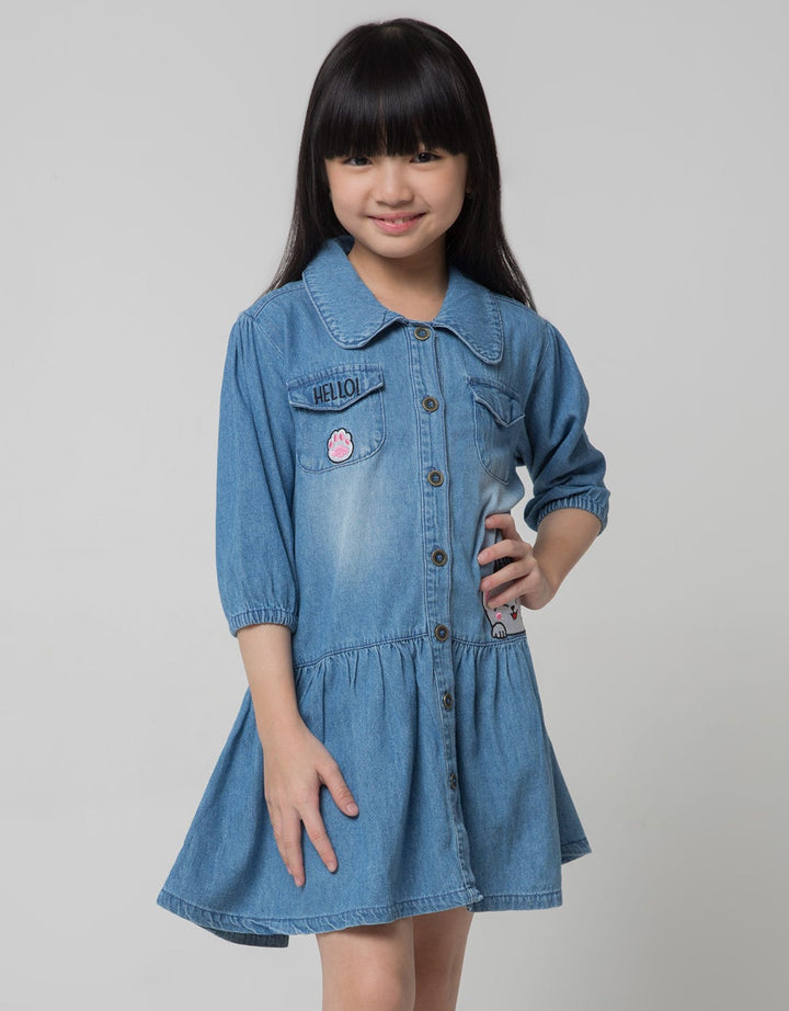 Little M Embroidered Cat Dress for Girls