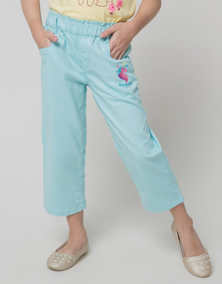 Little M Waist Embroidered Girls Pants