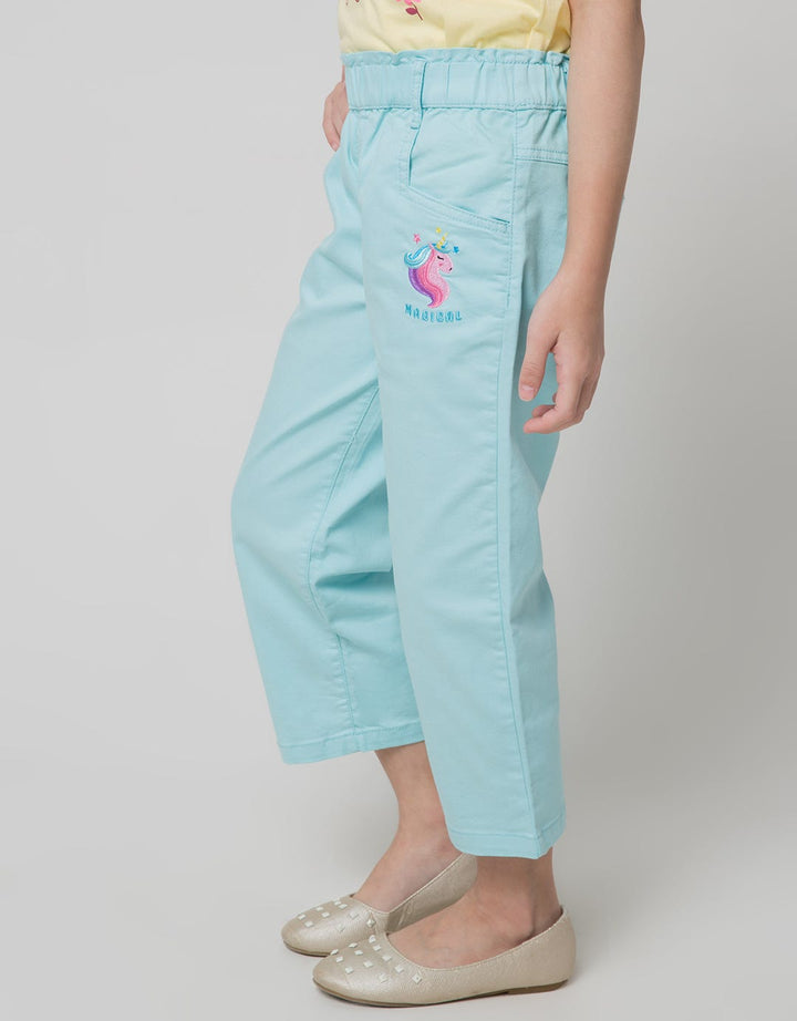 Little M Waist Embroidered Girls Pants