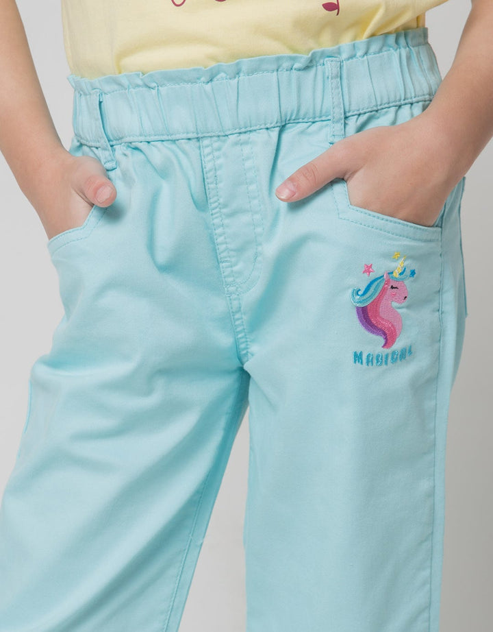 Little M Waist Embroidered Girls Pants