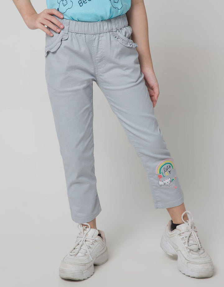 Little M Long Pants Jegging Ruffle Pockets Embroidery