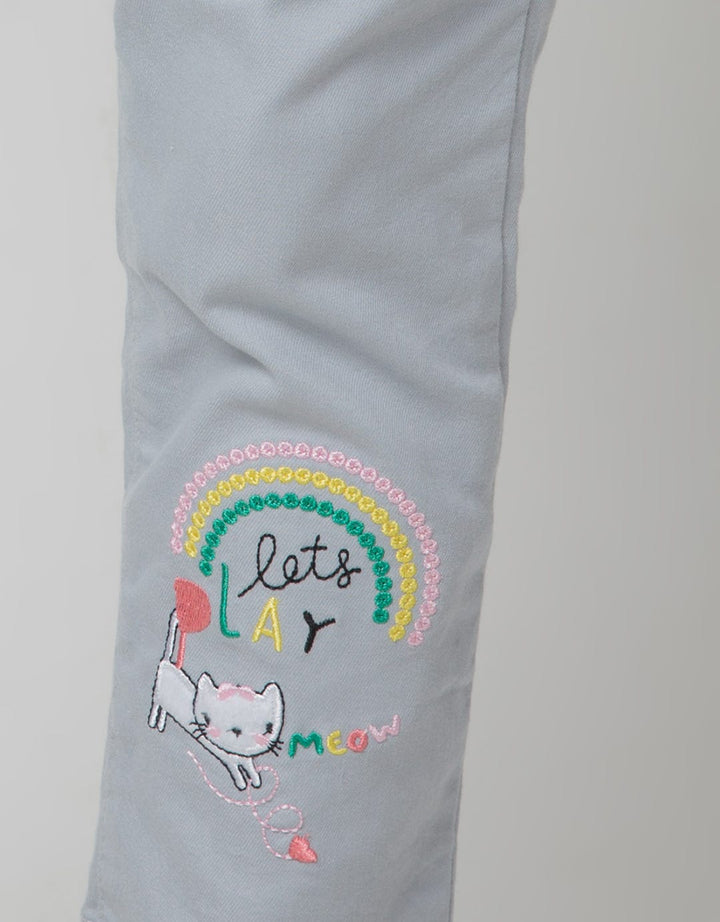 Little M Long Pants Jegging Ruffle Pockets Embroidery