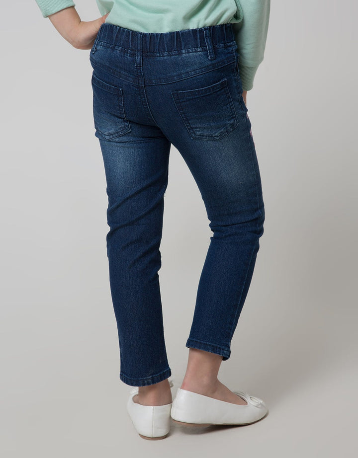 Little M Long Pants Jegging Denim Bordir Bunny Stars