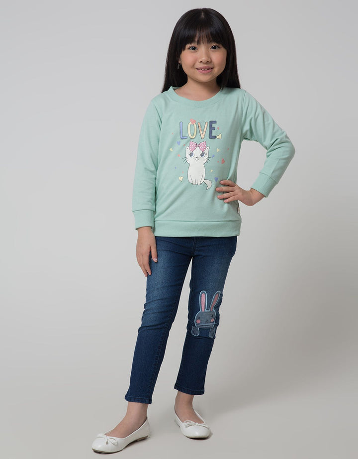 Little M Long Pants Jegging Denim Bordir Bunny Stars