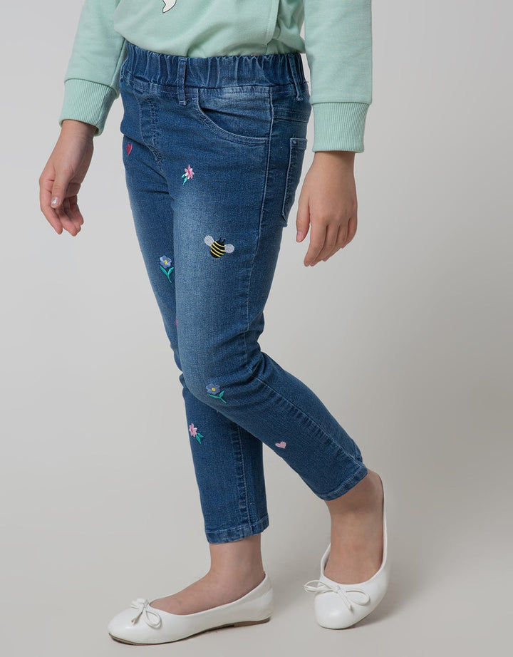 Little M Long Pants Jegging Bordir Bunga Lebah Sebar
