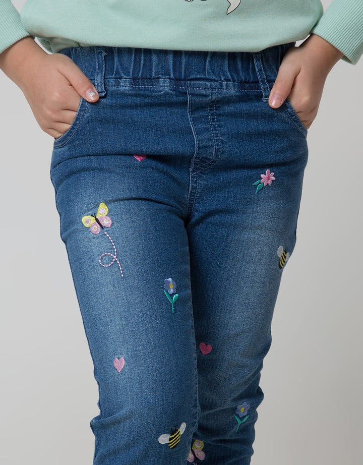 Little M Long Pants Jegging Bordir Bunga Lebah Sebar