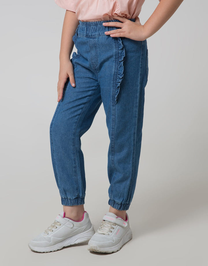Little M Ruffle Plain Jogger for Girls