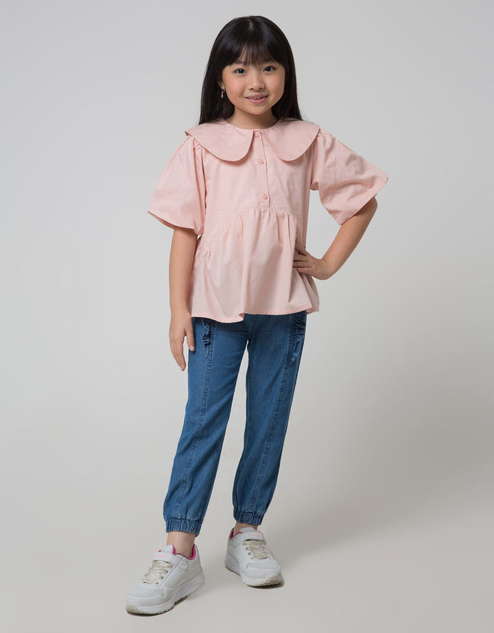 Little M Ruffle Plain Jogger for Girls