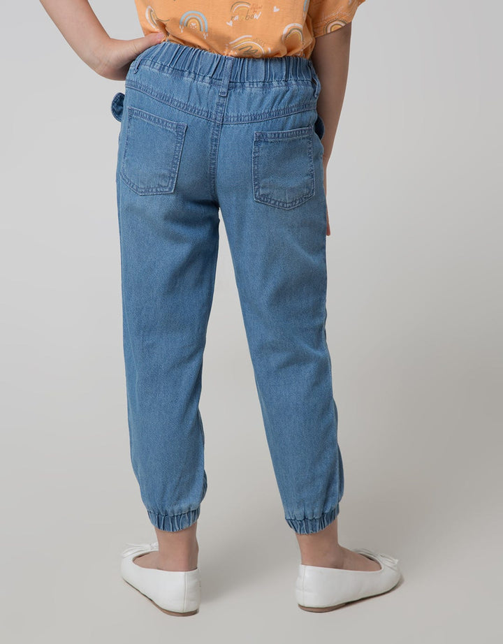 Little M Ribbon Denim Jogger Anak Perempuan