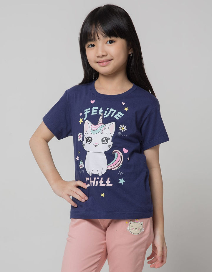 Little M Short Sleeve T-Shirt Anime Animal Cat