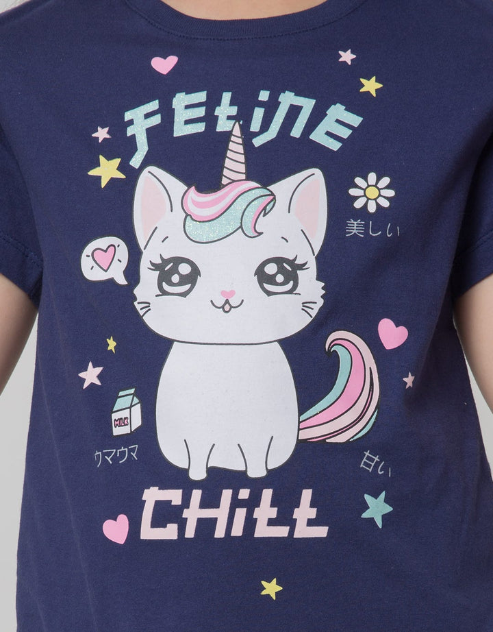 Little M Short Sleeve T-Shirt Anime Animal Cat