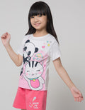 Little M Short Sleeve T-Shirt Anime Animal Cat N Panda