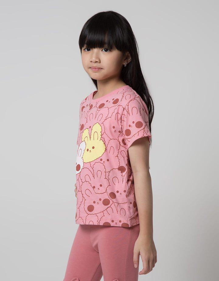 Little M Print Bunny Girls T-Shirt
