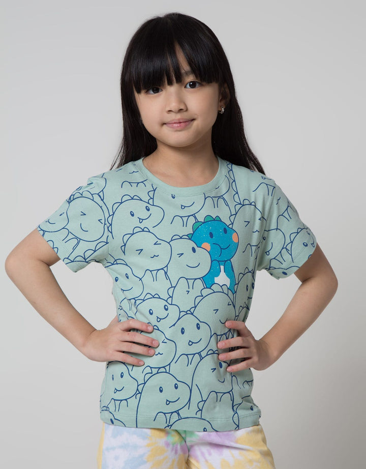 Little M Dino Three Kaos Anak Perempuan
