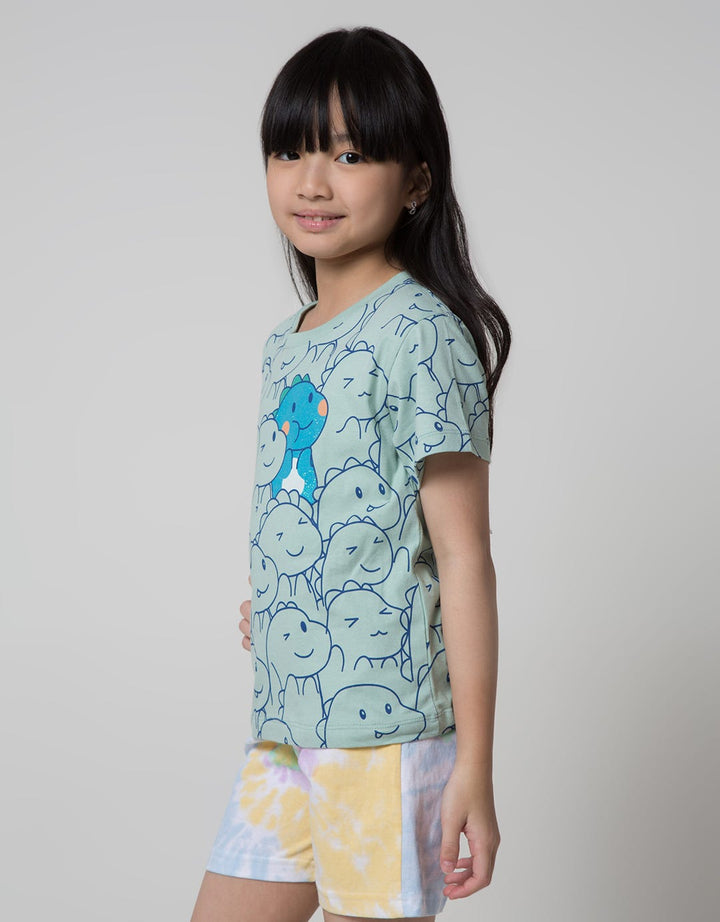 Little M Dino Three Kaos Anak Perempuan